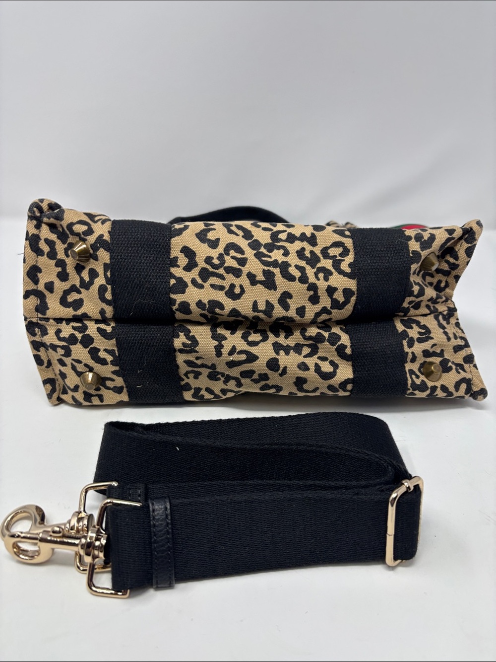 Leopard Print Canvas Tote Bag with Adjustable Straps - Picture 6 of 8
